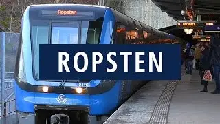 Ropsten Station med tåg i Stockholms Tunnelbana