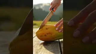 Cinematic Papaya Cutting | Ultra-Slow Motion ASMR in Mountain Fields