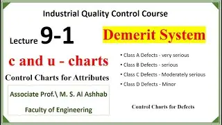 9-1: Control charts based on Demerit System خرئط الضبط للعيوب ذات درجة الأهمية المختلفة