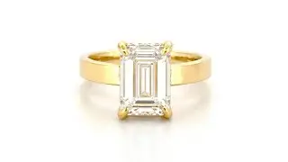 14K Gold Emerald Diamond Solitaire Under Halo Engagement Ring