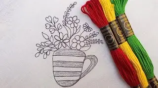 EASY AND BEAUTIFUL CUP FLOWER EMBROIDERY DSIGNS FOR BEGINNERS/BASIC STITCHES