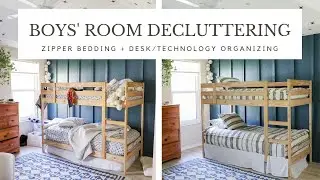 Boys&rsquo; Bunkbed Room Organizing  |  Making Kids Beds With Zipper Bedding