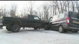 School van and pickup collide in Mahoning Township
