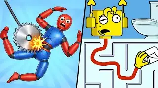 KICK & BREAK THE RAGDOLL vs STICKMAN THIEF PUZZLE vs MAZE CRAZE Max Levels Gameplay,Part#822.