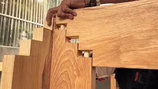 Extremely Ingenious Skills Woodworking Worker  Making Unique Joints Bed Monolithic Wood Projects