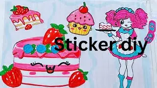 🌸Sticker DIY 🌸 Cute bakery girl decorating cake sticker / Paper craft / ASMR