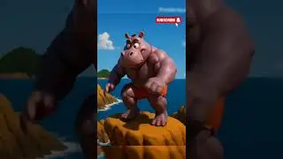 hippopotamus family swimming in the sea #cartoon #animation #funny #hippo #cute #cat #catlovers