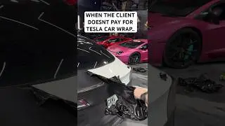 Когда клиент не платит за оклейку автомобиля Tesla пленкой... #unwrap #carwrap #tesla #satisfying...