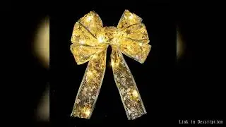 2M Christmas Glowing Bows with Lights Decor Xmas Tree Topper Ribbons Bow Xmas Ornament for Home Bows