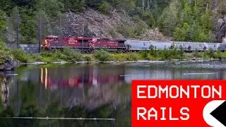 CP Manifest at Clanwilliam Lake w/ Lots of Box Cars and Mirror-like Lake Reflection