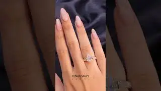 Yellow gold Pear Cut Diamond Pav&eacute; Band Solitaire with Four-Prong Setting