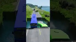 Bus vs massive water pit #52 | #beamngdrivemods #doublespeedbumps  #carsvswaterpit