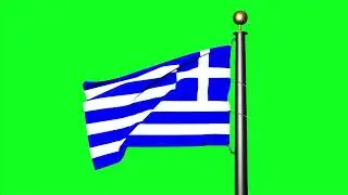 Greek flag green screen | Greek flag 4K green screen | flag of Greece with pole free to use