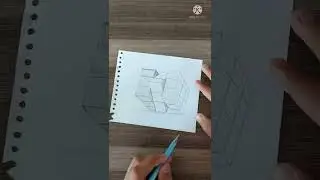 How to draw Rubik's Cube 3D Illusion Drawing | Rubik's Cube Easy Drawings #shorts