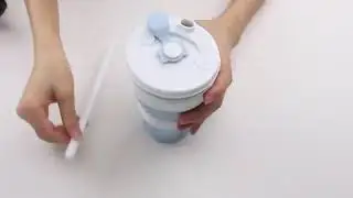 Silicone Collapsible, Reusable, foldable Travel Cup with Straw.