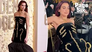 Watch Dua Lipa struggle to sit in tightly corseted Golden Globes 2024 dress