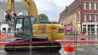 Demolition of Old Western Auto, 39 Main St. Addison, NY - Unsafe building - Roof collapsed.