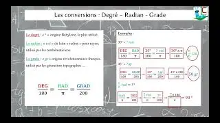 Notions Maths - 2 : la conversion des angles degr&eacute; radian grade - 3 min 11