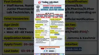 JKSSB Health Recruitment 2025 &ndash; 621 Posts | Staff Nurse, Pharmacist, Technicians| #JKSSB #shorts