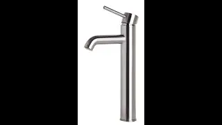 ALFI Brand AB1023-BN Brushed Nickel Vessel Round Spout Brass Bathroom Sink Faucet With Single Lever