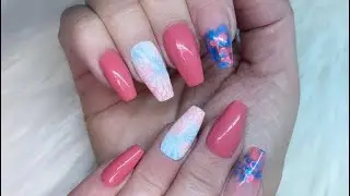 Neon Pigment Nail Trend with Stamping | Polygel Nails With Full Tips|Encapsulated Glitter|My Nails