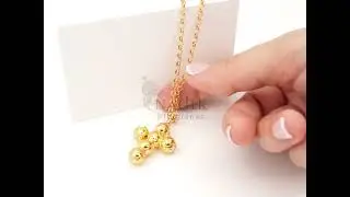 Portuguese Filligree Necklace with Medium Sized Viana Beads Cross, Golden 925 Sterling Silver