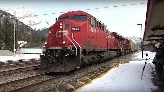 CP Train Spotting HD: CP 9657 Leads 199 West With A Lovely Nathan K3L At Banff AB 2/5 4/6/18