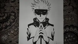 Draw Gojo Satoru Line Art Tutorial | Step by step | Simple Anime Drawing for Beginners