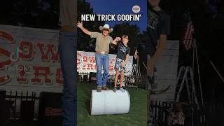 NEW TRICK GOOFIN&rsquo; #cowboycircus #rodeo #tricks