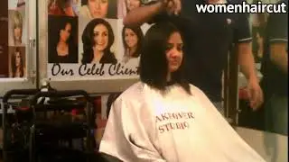 Haircut in Closing time of the salon ( Long to Short Blunt Haircut  )