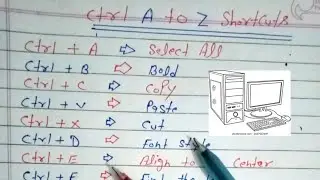 ctrl A to Z shortcut  keys | CTRL shortcut keys of computer | Lucky Guru Computer