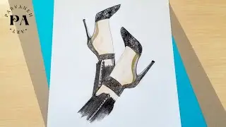 How to draw Girls high heels shose step by step || Drawing Girls' ballroom shoes tutorial