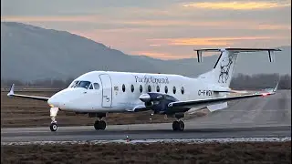 Pacific Coastal Beech 1900D Sunset Taxi and Takeoff at Kamloops Airport