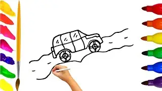 How To Draw Cute JEEP CAR Drawing, Painting & Coloring For Kids and Toddlers 🐳🌈