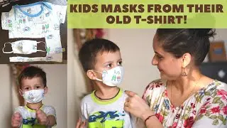 How to make toddler/kid's face mask from old T-shirts | पुरानी T-shirts में से kids मास्क कैसे बनाये