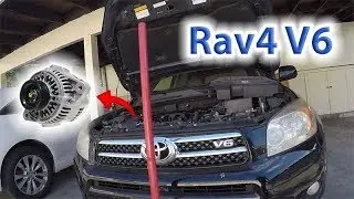 2008 Rav4 V6 3.5L Alternator Removal & Replace w/o removing radiator 2006 - 2012 (PART1)
