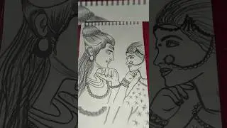 shiv parvati sketch drawing #trendingshorts #harharmahadev #easydrawing #sketch