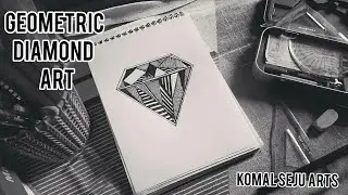 Geometric diamond art / Line art /Step by step art tutorial / KomalSeju Arts 🔖