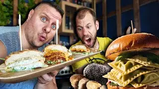 Ravioli burger igazi szarvasgombával 🤯🔥🍔Újabb Tiktok őrület😄#reklám