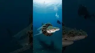 SHARK RESCUE Diver Cuts Tire Choking Giant Shark! 🤯#animal rescue #kindness