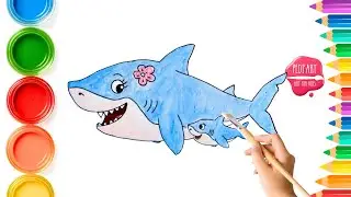 🎨🦈 Mummy Shark & Baby Shark Coloring | Mother and Baby Shark Coloring