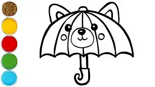 How to Draw Cat Umbrella! | Cat Umbrella Drawing for Kids and Toddlers