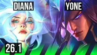 DIANA vs YONE (JGL) | Good KDA: 16/1/8, 40K damage, 4k gold comeback | KR Challenger | 26.1