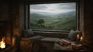 A Knight of the Seven Kingdoms Ambience | Rainy Westeros Fireplace | GoT Window Nook⚔️🌧️🔥