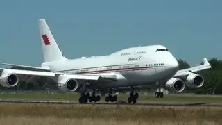 Bahrain Royal Flight Boeing 747-4P8 A9C-HMK Landing Hamburg Airport - 21.07.2013