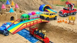DIY Mini Tractor Builds a Strong Two-Story Brick House with a Wide Swimming Pool | Science Project