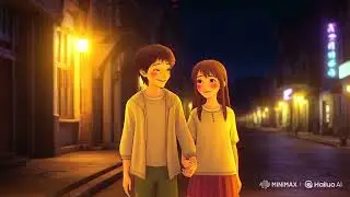 Anime-style scene of a teenage boy and girl walking