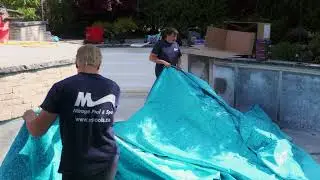 Mirage Pool & Spa Vinyl Liner Install - Latham Liner, Terrazzo Caribbean