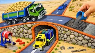 Truck Crash Spills Rice &ndash; DIY Mini Tractor Builds a Two-Level Concrete Road with Vehicle Underpass