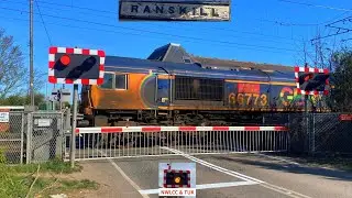 A Trio of Class 66s at Ranskill Level Crossing, Nottinghamshire